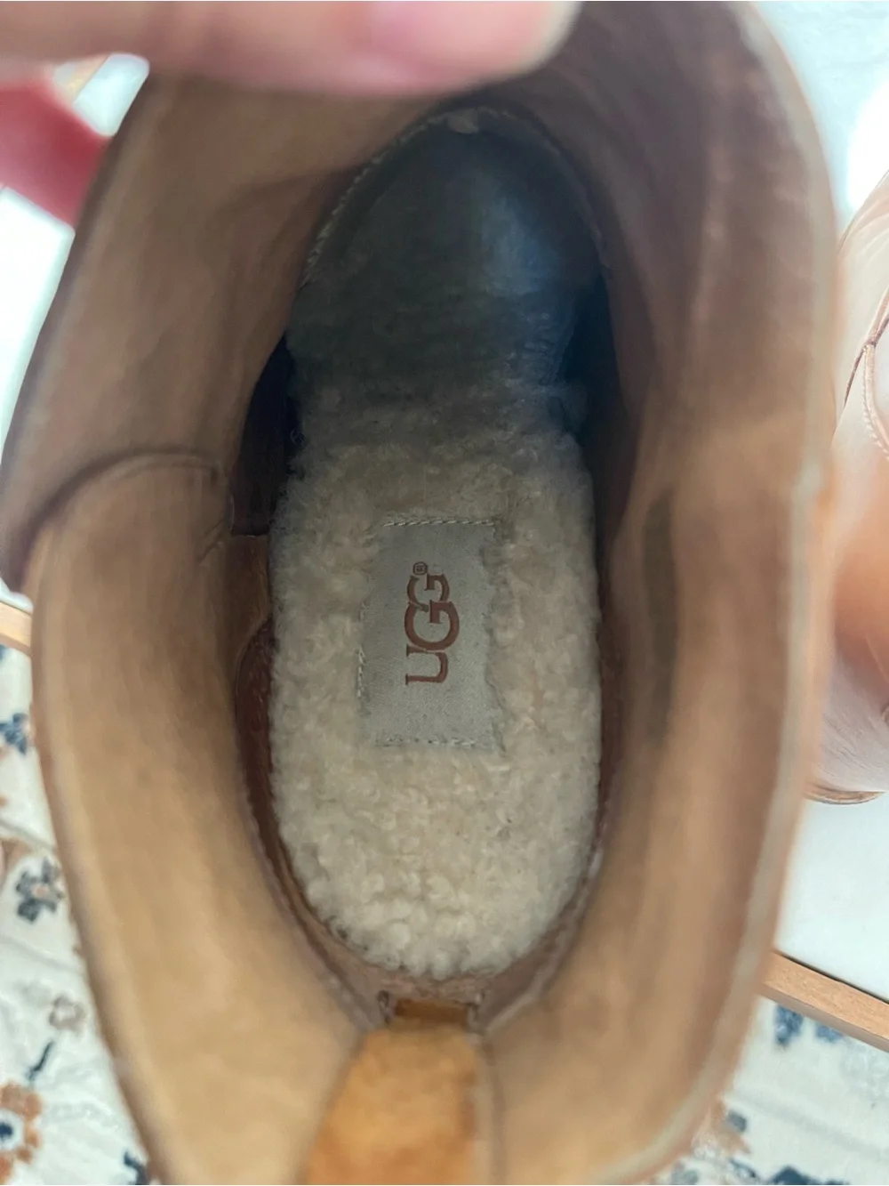 UGG Women's Tan Leather Wedge Ankle Boot 8